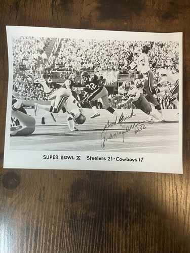 Franco Harris AUTOGRAPHED 8x10 Picture Steelers Super Bowl X "Good Luck"