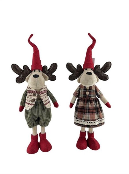 Christmas Touch Deko Hirsch Mit Hut Polyester 57 Cm Weihnachtsdeko Bunt-image