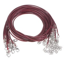 10pcs Waxed Necklace Cord Bulk, 23" and 1.5mm Dia Necklace String Rope, Wine Red
