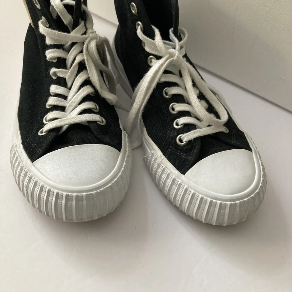 Zapatillas altas PF Flyers unisex W6,5/M5. Negro con logotipo cuadrado Foto 3 de 4