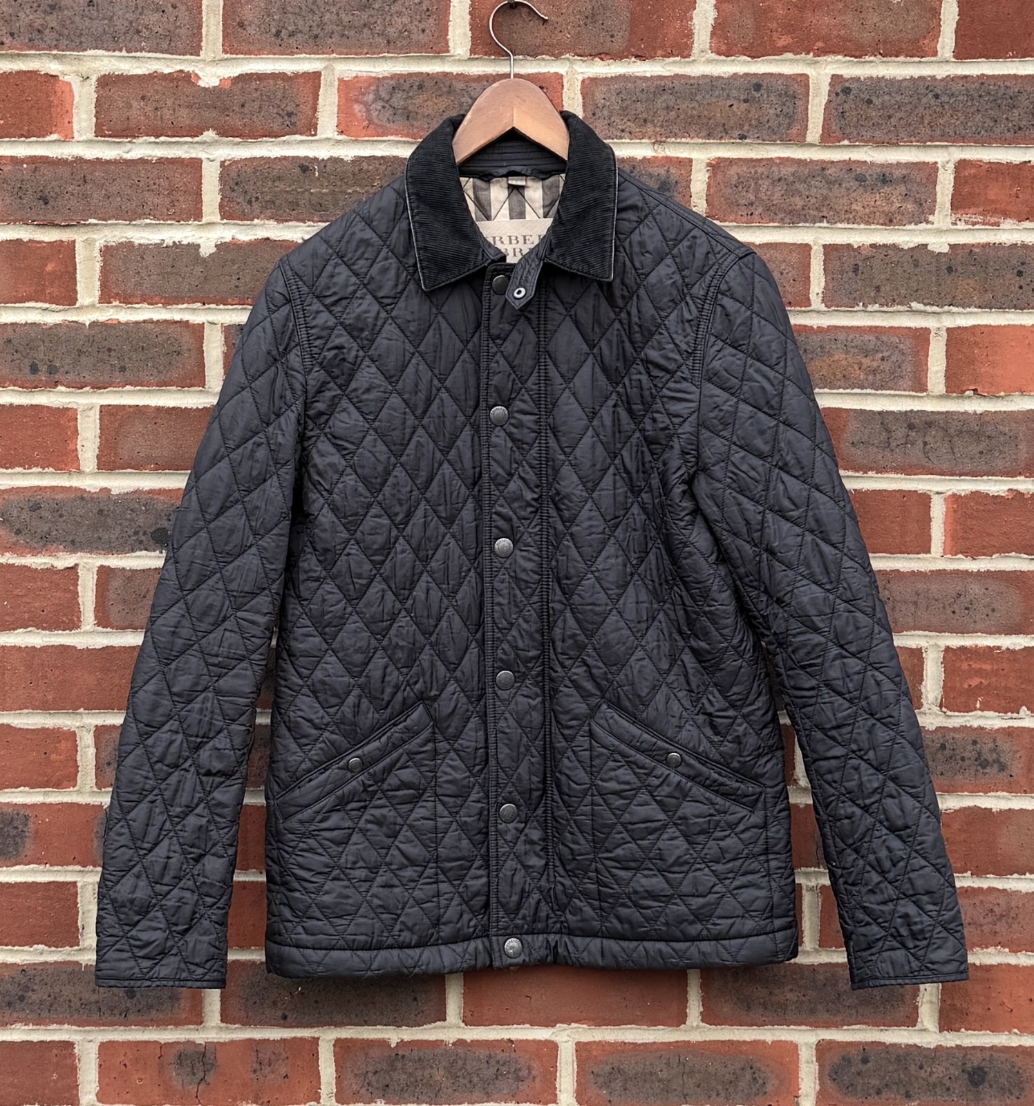 Burberry Brit Mens RODEN Quilted Jacket SMALL Black Grey Country Prorsum Diamond image 3