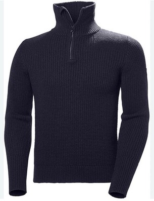 Helly Hansen Men s Marka 1/4 Zip Navy Wool Fisherman Sweater Size XL