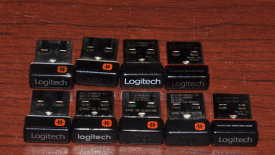 Lot of 9 Logitech Unifying Receiver USB USB-A Dongles 8 Unifying 1 Non-Unifying