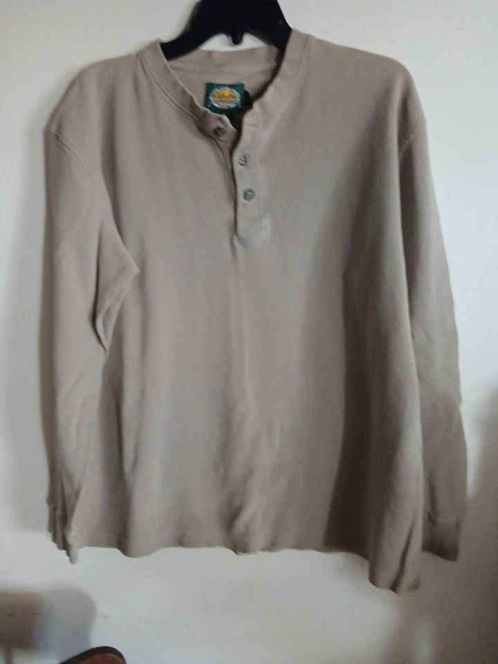 Camisa Cabelas Outdoor Gear 100 % algodón manga larga para hombre talla grande beige tostado Foto 2 de 4