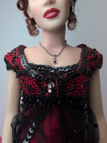 15" Franklin Mint Titanic Rose Puppe Vinyl Portrait Perlen rotes Kleid #u - Bild 10 von 20