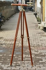 39'' Nautical Brass Antique Telescope Floor Standing With Wooden Tripod Stand