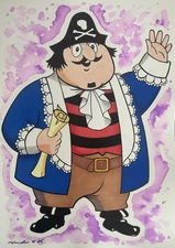 Captain Pugwash Fan-Art original Pencil Drawing/Painting uk A4 size .