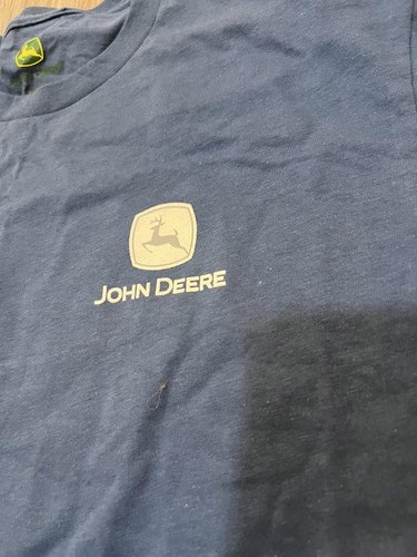 John Deere Navy Blue Men's Short Sleeve T-Shirt Large With Logo - Picture 2 of 7