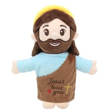 Jesus Plush 10", Jesus Plush Stuffed Doll with Halo, White-Skinned Big-Eyed C...
