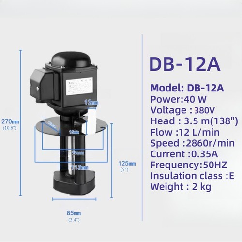 Cooling Water Pump Machine Coolant Pump Tool 40W 2860r/min 380V 50Hz New DB-12A - Picture 3 of 8