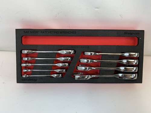 NEW Snap on Tools OXKRSAE01FBR 9pc SAE 0° Offset Short Ratcheting Wrench Set USA