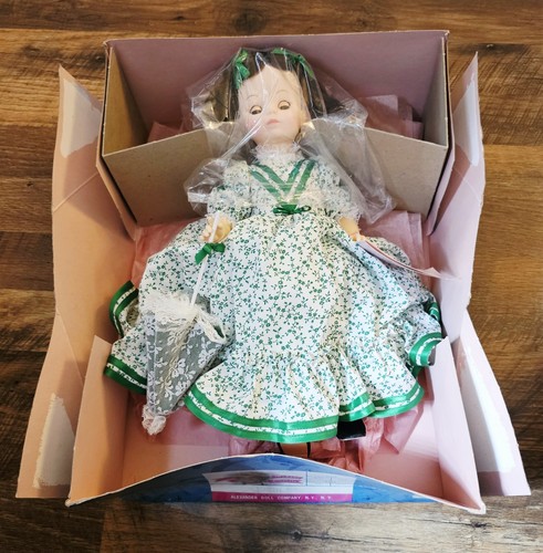 VINTAGE 1987 Madame Alexander 14" Scarlett GWTW Floral Green & White Dress #1591 - Picture 6 of 8