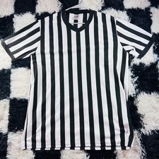 Referee Shirt XL Black White Striped Official Jersey