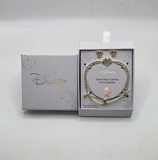 New Disney Minnie Mouse Bracelet  Stud Earring Set Fine Silver Plated Sparkle 