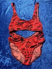 Vintage Barefoot Miss California Swimsuit Strappy Cutout Red One Piece Size 14