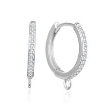 4pcs Real 16mm Round Huggies - 4pcs White Gold/Rhodium Plated Silver/CZ