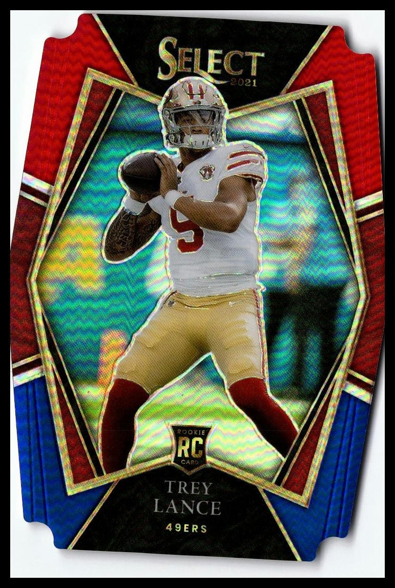 2021 Panini Select #145 Trey Lance Red and Blue Prizm Die Cut