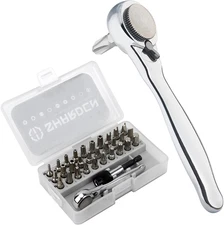 32 in 1 Ratchet Screwdriver Bit Set with Right Angle Offset 1/4" High Torque Dri