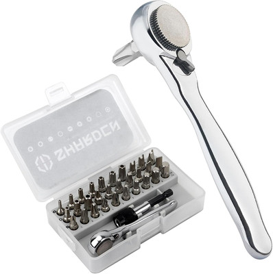 32 in 1 Ratchet Screwdriver Bit Set with Right Angle Offset 1/4'' High Torque Dri