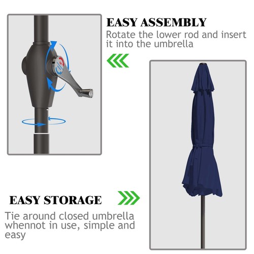 AreShark 7.5FT Patio Umbrella Table Market Umbrella w/Tilt and Crank Heavy-Du... - Picture 7 of 8