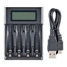 1X(4-Slot LCD-Display Akkuladeger&auml;t  USB-Ladeger&auml;t f&uuml;r 4 AA oder AAA Batter4411