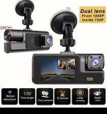Dash Cam Auto Doppia 1080P+720P Anteriore Interna Visione Notturna G-Sensor