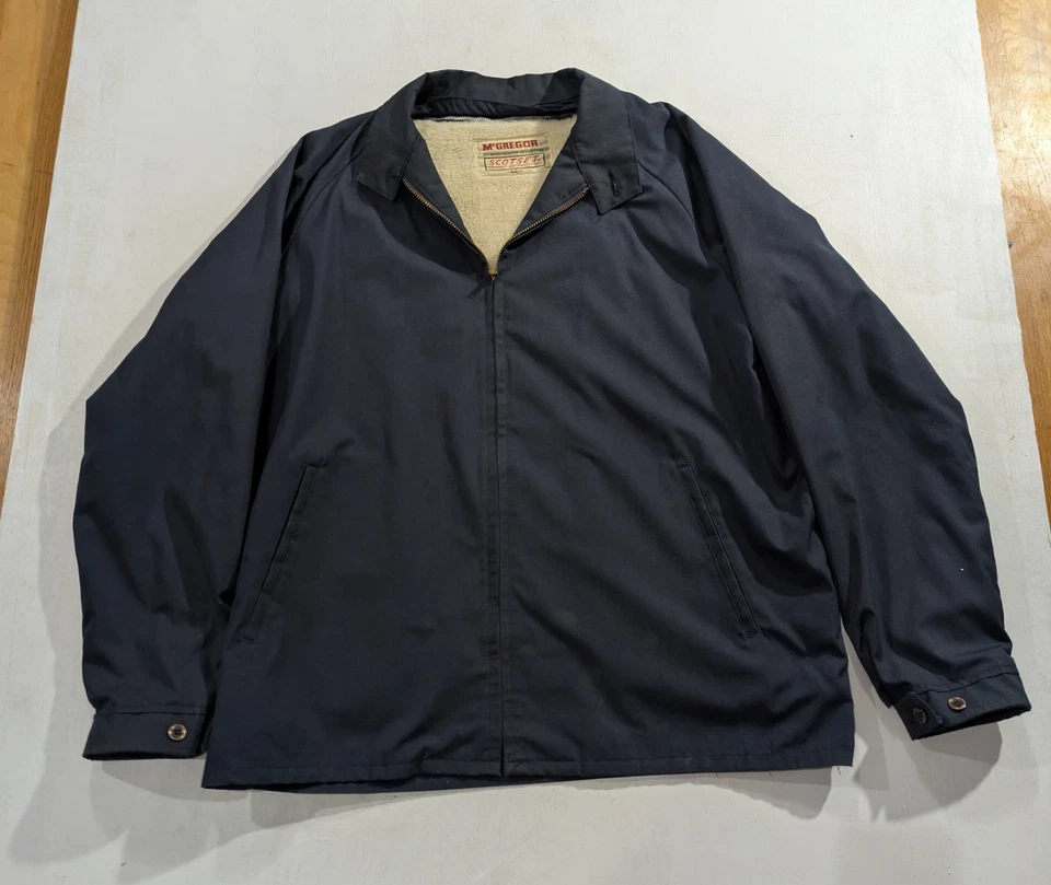 Jaqueta de Trabalho Vintage Anos 80 McGregor Scotset - Forrada Sherpa - 44R - Azul - Imagem 2 de 4