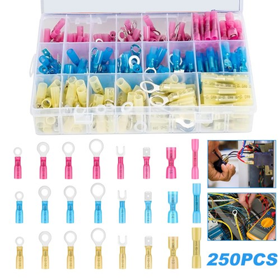 #ad 250X Waterproof Heat Shrink Spade Wire Connectors Electrical Crimp Terminals set $10.55