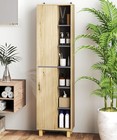 Tall Bathroom Cabinet Slim Cupboard Wood Storage Unit Shelving Tallboy