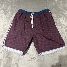 Fair Harbor Swim Trunks Mens XL Blue Red Geometric Lined Drawstring Shorts