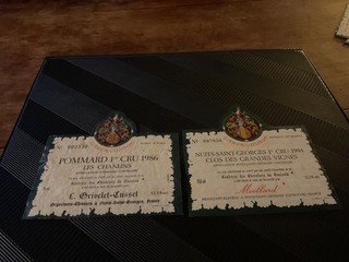 2 ETIQUETTES POMMARD CHANLINS 1986 GRIVELET NUITS 1994 GRANDES VIGNES MOILLARD