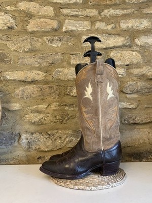 Dan Post braune bestickte Damen-Cowboystiefel aus Wildleder UK 5 US 7C halbhoch