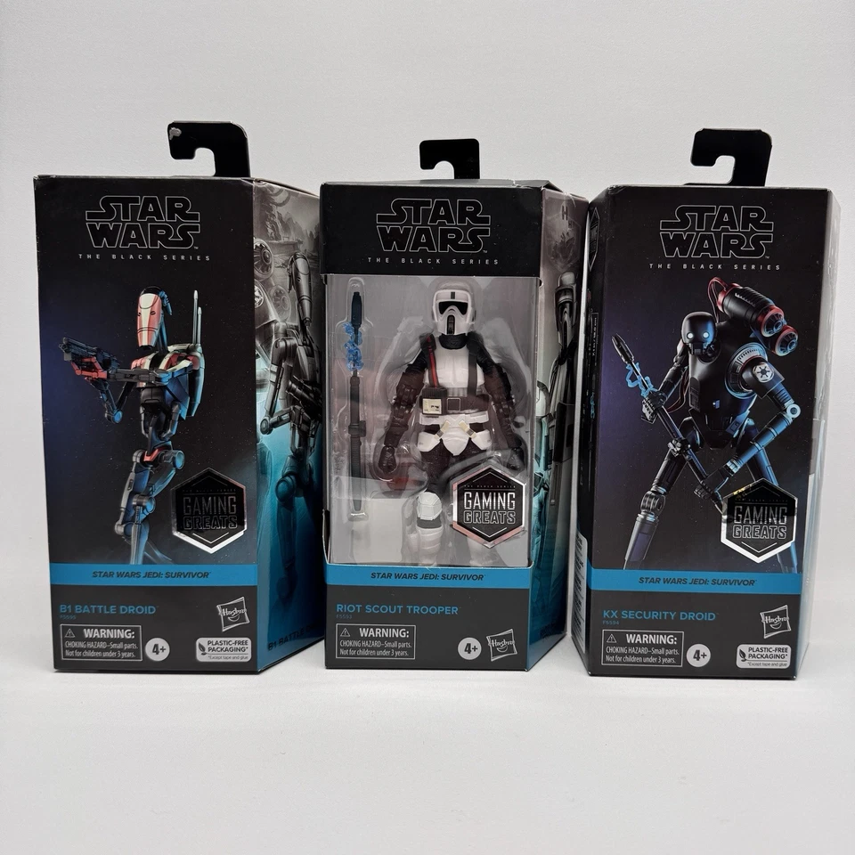 Star Wars Jedi Survivor Figuras de Acción Conjunto De 3 Grandes Juegos Serie Negra Nuevo Foto 2 de 4