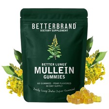 Betterbrand Mullein Chewable Gummies for Lung Cleanse and Detox, Respiratory Hea