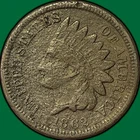 1862 Indian Head Cent Very Fine VF Coin, Corrosion #35264