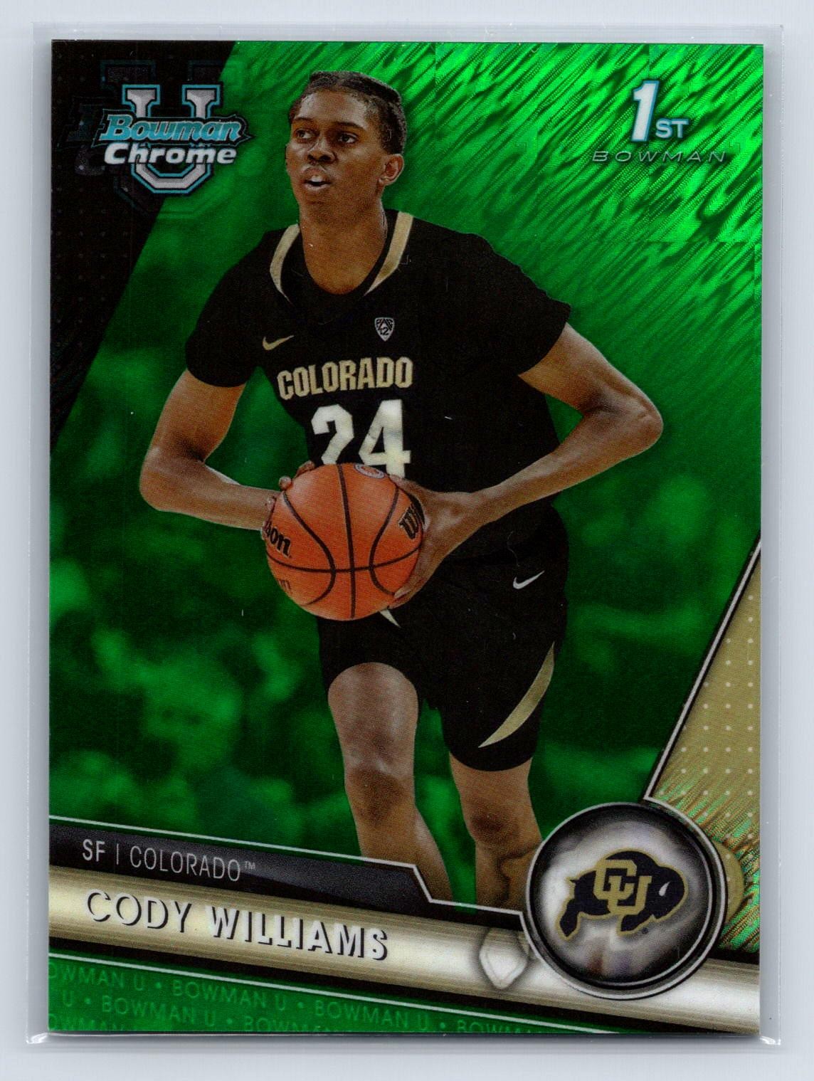 Cody Williams 2023-24 Bowman University Chrome Green Shimmer SN #/99 #16