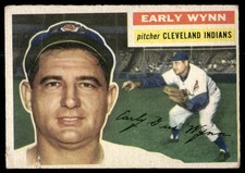 Early Wynn 1956 Topps #187 Cleveland Indians Vintage Baseball Card (crease)