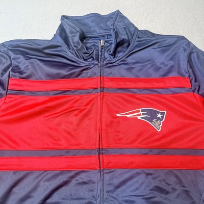 New England Patriots NFL Track Jacket Zip Up Navy Red Adult XX Large