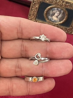 Lot De 3 Bagues En Argent Massif Taille 53/52/50
