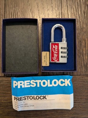 Vintage Coca-Cola Prestolock Combo Lock Dealer Award NOS 60s Chrome