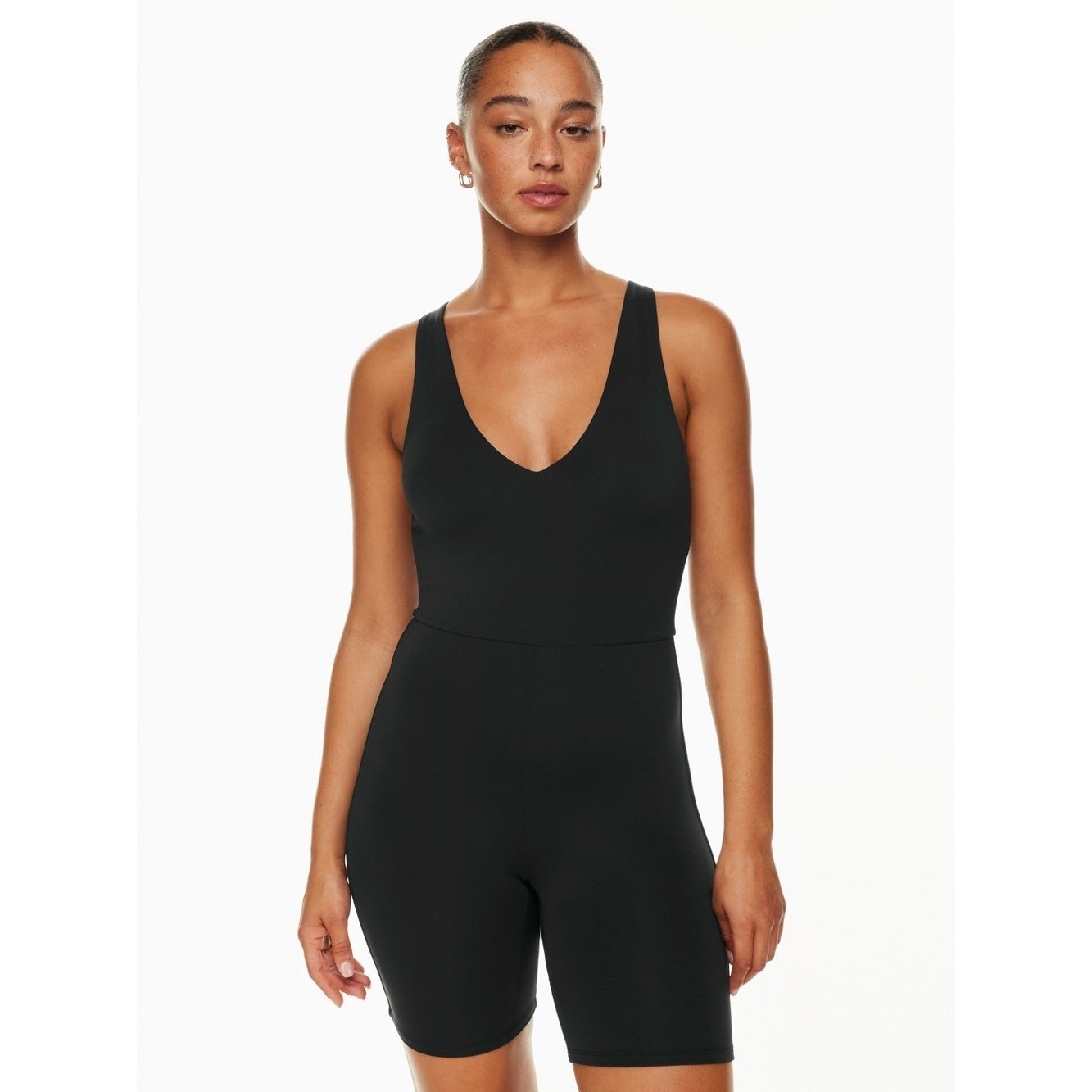 🖤 Aritzia Babaton Contour V-Neck Romper Black Size Medium