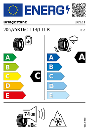 4x Bridgestone Duravis Van Winter 3PMSF 205/75 R16C 113/111R Winterreifen - Bild 3 von 3