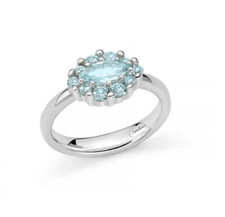 Anello Miluna Donna Argento 925 Topazio Azzurro Naturale Taglio Navetta _LID3859