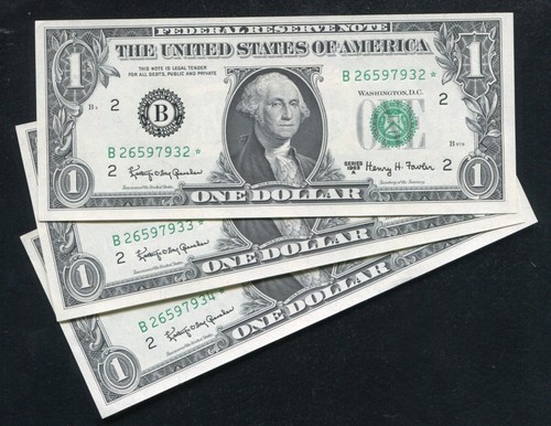 LOT OF (3) CONSECUTIVE 1963-A $1 *STAR* FRN’S NEW YORK, NY GEM UNCIRCULATED