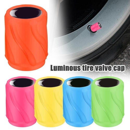 4pc Car Luminous Tire Valve Cap Fluorescent Night Glowing Bicycle T5Q7 - Picture 2 of 17