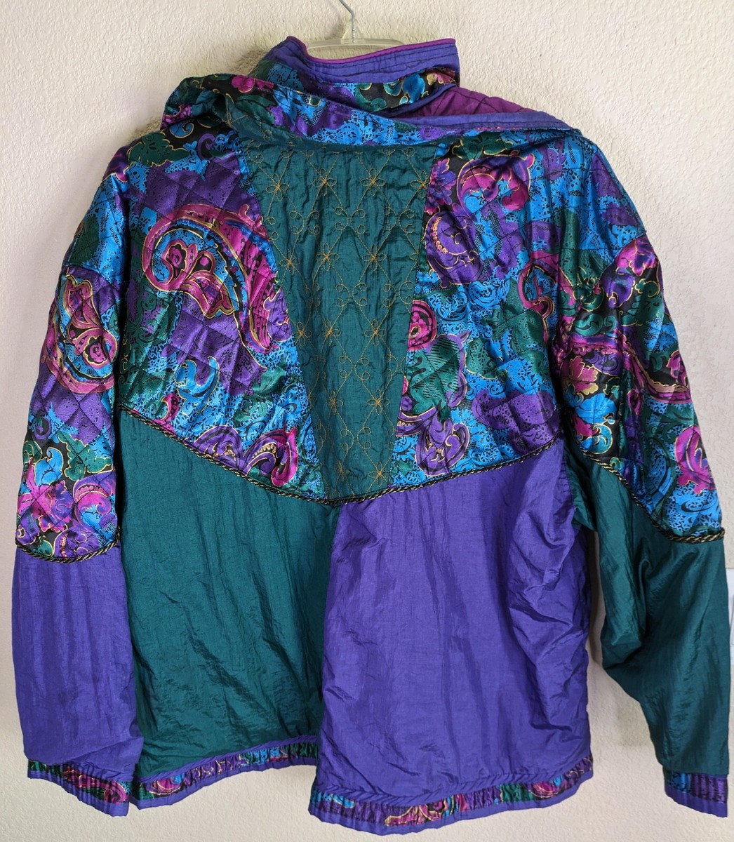 Vtg Jacket Womens 18 - 20 Windbreaker Color Block Track Suit Vtg Jacket Womens 18 - 20 Windbreaker Color Block Track Suit