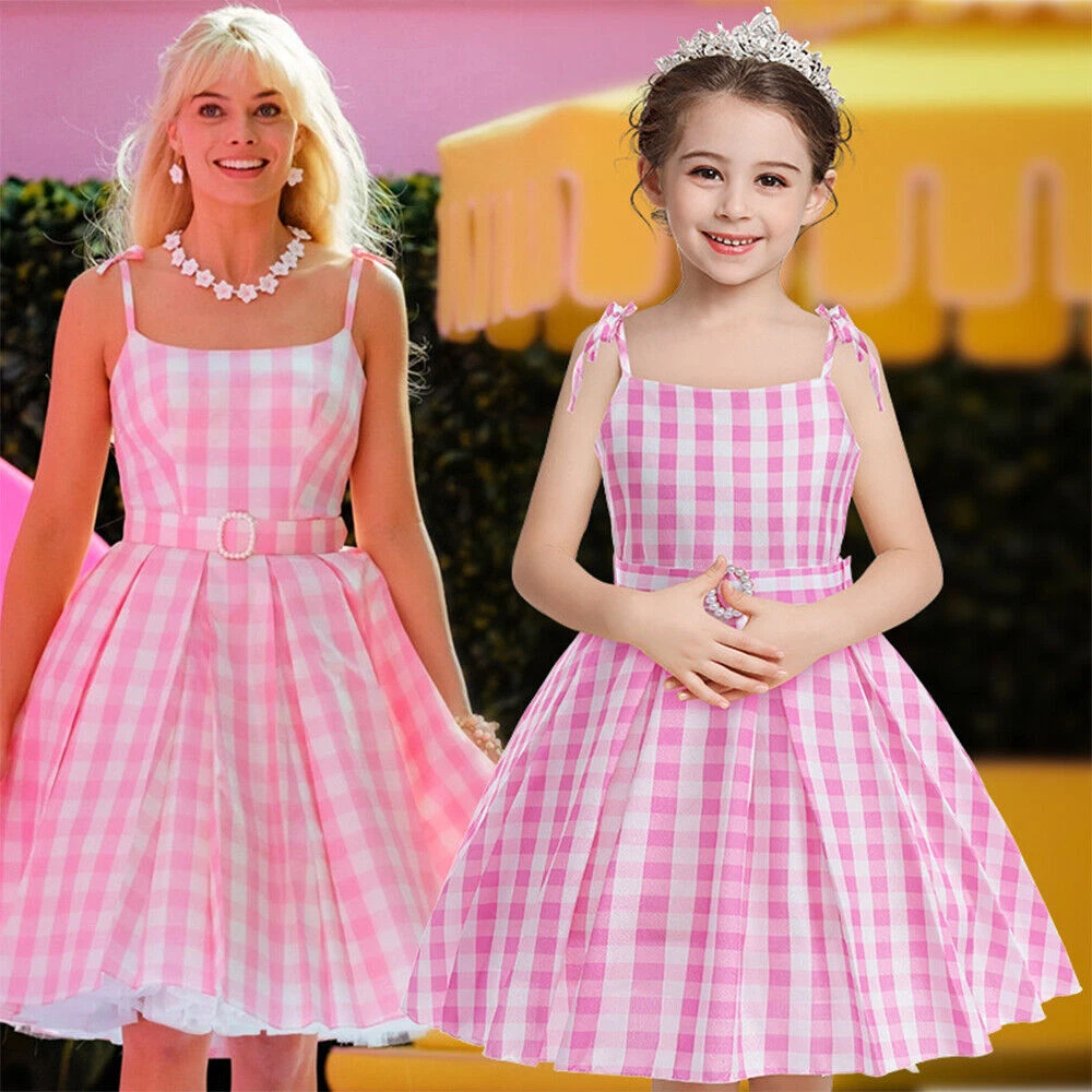 Pink gingham dress girls cheap