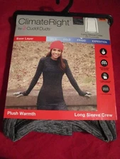 Cuddl Duds Climate Right Base Layer Plush Warmth Long Sleeve Crew M Medium