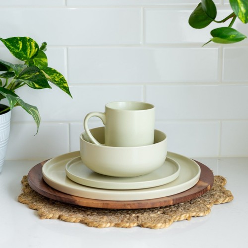 Everything Kitchens Modern Flat 8" Lunch Plates (Set of 4) | Beige - Picture 4 of 5