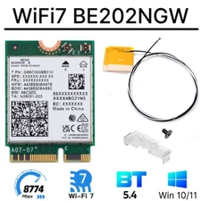 Intel BE202 M.2 WiFi 7 WiFi Card Bluetooth 5.4 Laptop Network Card WiFi Antennas